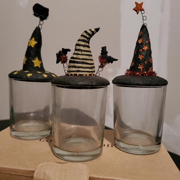 3 Halloween Witch Hat candle holders Gold Canyon (retired collectible) - Picture 2 of 2